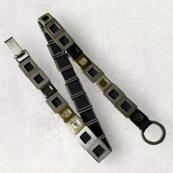 Y2K Metal Geometric Links Belt Carabiner O ring Buckle Stretchy Glitter Silver M main image 12